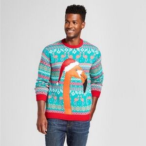 33Degrees Flamingo Christmas Holiday Sweater - Mens Med